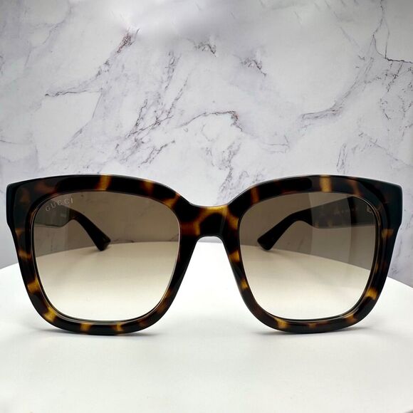 LUXURY New Gucci Polarized Sunglasses Brown Black Tortoise Square Gold GG Logo main image 5